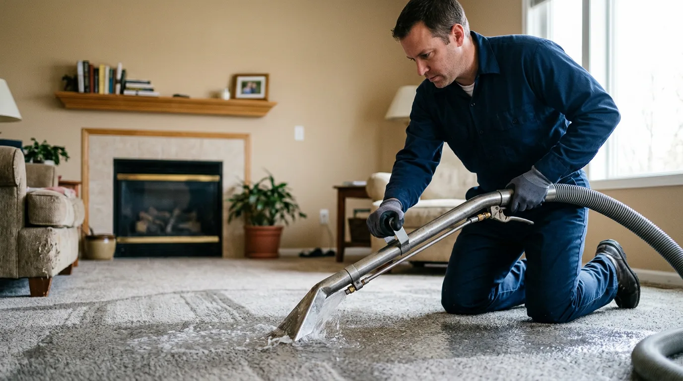 Water damage restoration technician working near Healy, AK